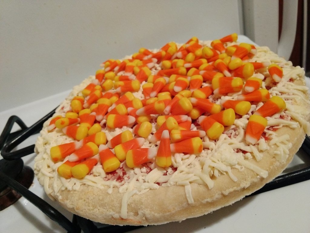This candy corn pizza takes sweet and sour to a whole new level.